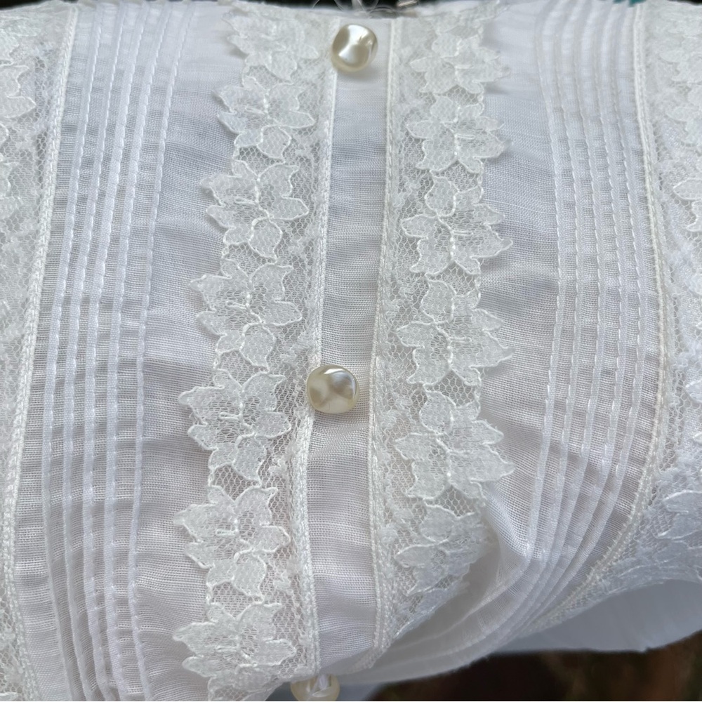 Vintage 1950 Cottagecore Pristine White Fit and Flare Elegant Feminine Dress S - Picture 5 of 9